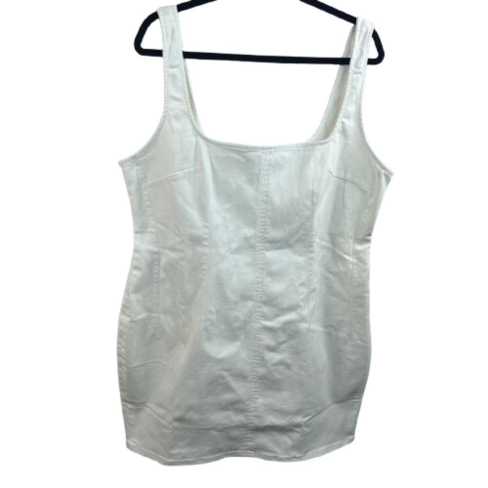 Good American NWT Cotton Blend Cloud White Structured Sleeveless Dress 3XL-$149